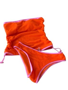 Orange Two Piece Set with Pink Trim